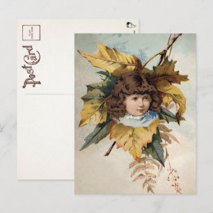 Viktorianische Leaf Girl Postcard  Postkarte