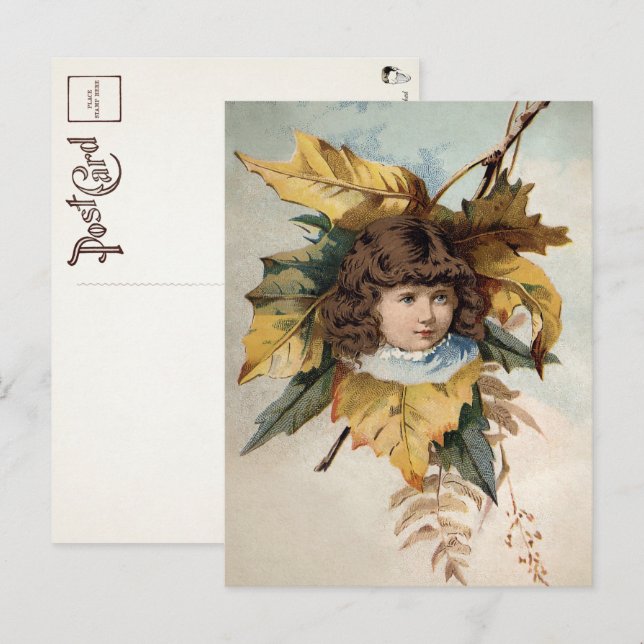 Viktorianische Leaf Girl Postcard  Postkarte (Vorne/Hinten)