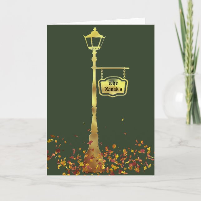 Viktorianische LED-Lampe-Laternenkarte grün Karte (Vorderseite)