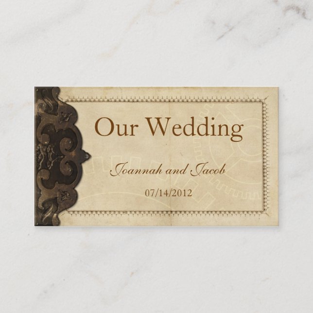 Viktorianische Leder Steampunk Wedding Website Car Begleitkarte (Vorderseite)
