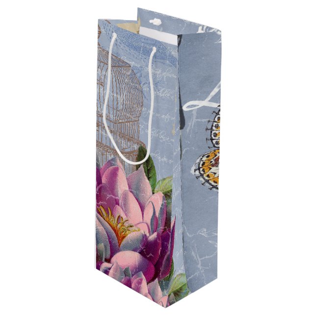 Viktorianische Liebe Gedanken Träume Butterfly Bir Geschenktüte Für Weinflaschen (Vorderseite Schrägansicht)