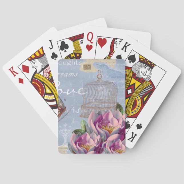 Viktorianische Liebe Gedanken Träume Butterfly Bir Spielkarten (Rückseite)