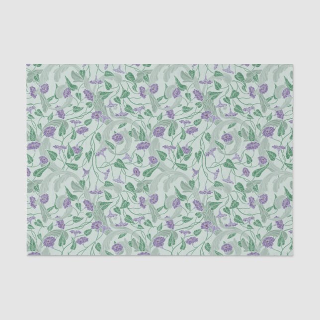 Viktorianische Lila Blume Ivy Dekorative Geblüht Seidenpapier (Vorderseite)