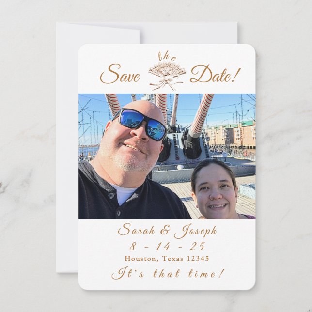 Viktorianische Lüfterhochzeit speichert das Datum Save The Date (Vorderseite)