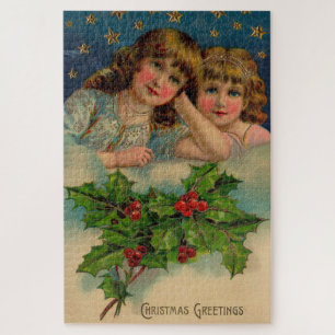 Viktorianische Mädchen Weihnachtsgrüße