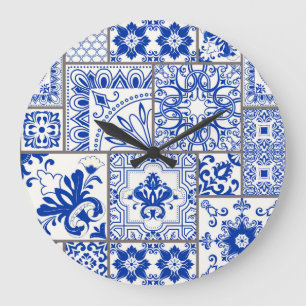 Viktorianische Majolika: Patchwork-Fliesenmuster. Große Wanduhr