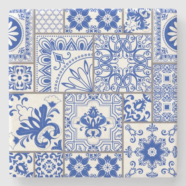 Viktorianische Majolika: Patchwork-Fliesenmuster. Steinuntersetzer (Vorderseite)