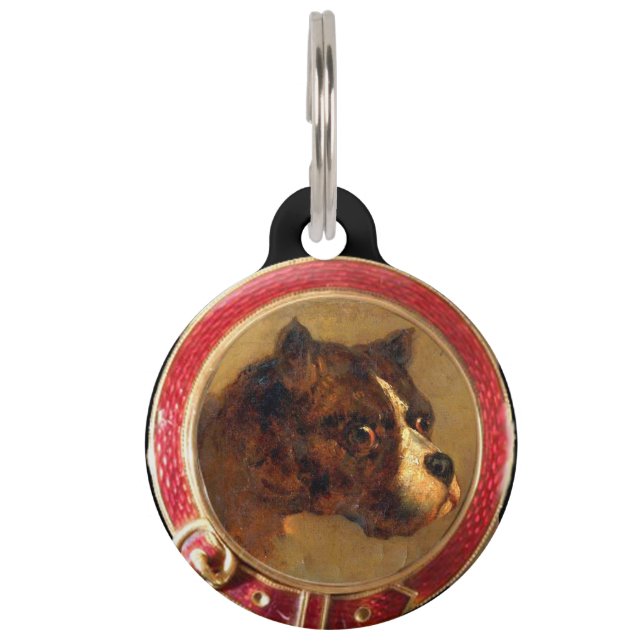 VIKTORIANISCHE MINIATUR HUND PORTRAITS Bulldog Haustiermarke (Vorderseite)