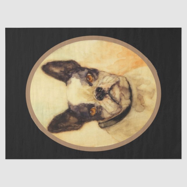 VIKTORIANISCHE MINIATURE HUND PORTRAITS Französisc Seidenpapier (Vorderseite)
