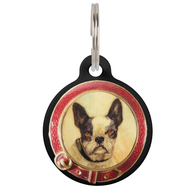 VIKTORIANISCHE MINIATURE HUND PORTRAITS Französisc Tiernamensmarke (Vorderseite)