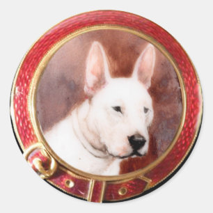 VIKTORIANISCHE MINIATURE HUNDERPORTRAITS Bull Terr Runder Aufkleber