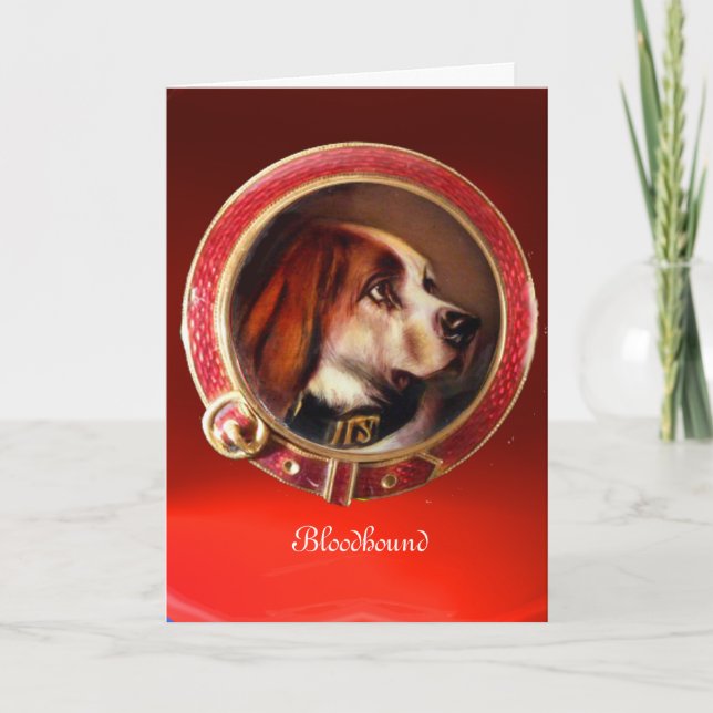 VIKTORIANISCHE MINIATURHUNDPORTRAITS Bluthund Feiertagskarte (Vorderseite)