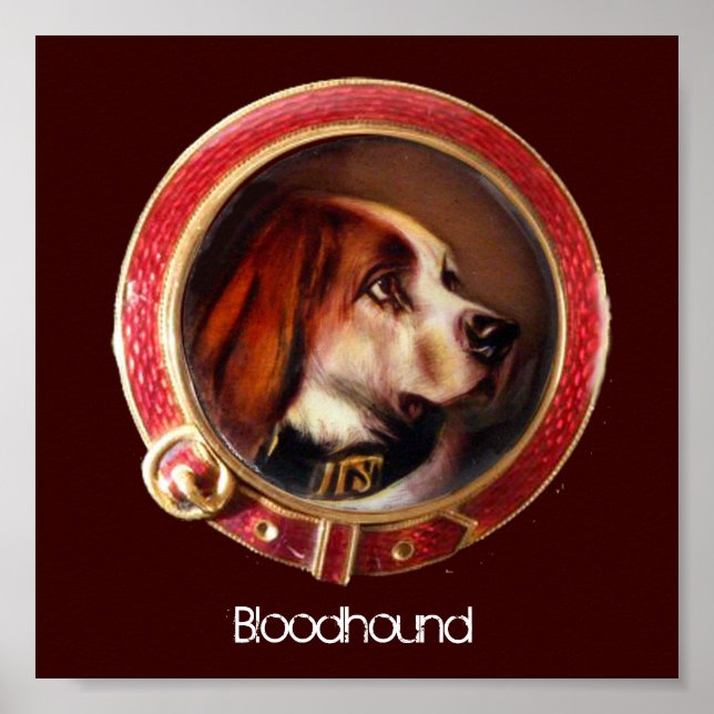VIKTORIANISCHE MINIATURHUNDPORTRAITS Bluthund Poster (Vorne)