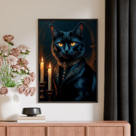 Viktorianische mittelalterliche schwarze Katzen-Ga Poster