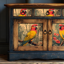 Viktorianische Möbel aus Vintagem Rot und Gelb Seidenpapier