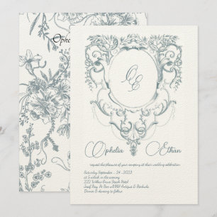 Viktorianische Monogramm Barock-Wappen-Hochzeit Einladung