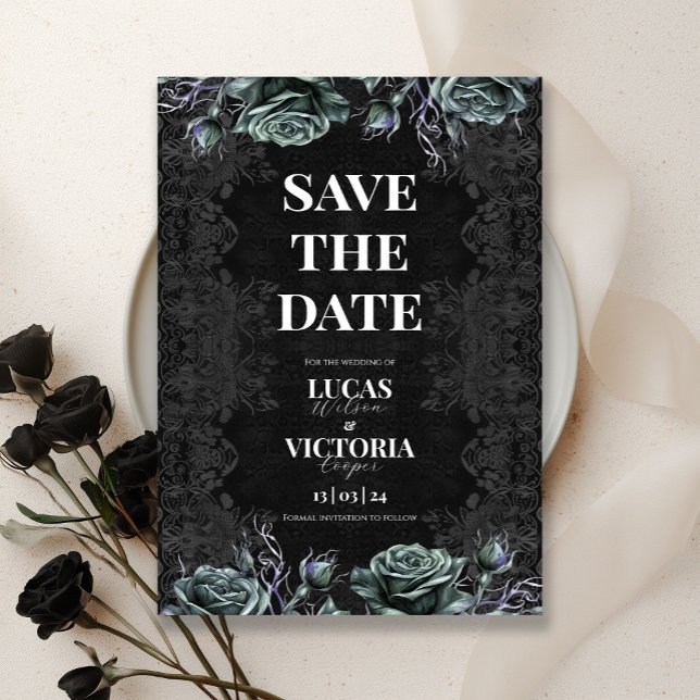Viktorianische Moody Gothic Wedding Save the Date Einladung (Von Creator hochgeladen)