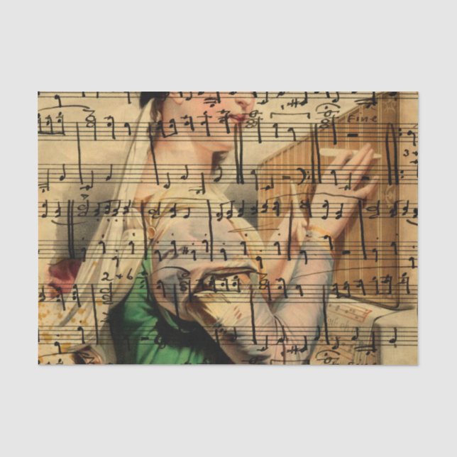 Viktorianische Musik-Blatt-Tapete Seidenpapier (Vorderseite)
