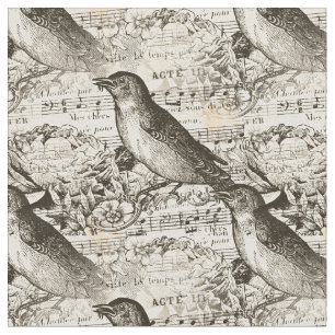 viktorianische Musikvögel Stoff
