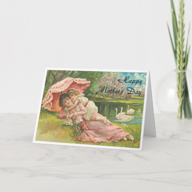 Viktorianische Mutter und Kind Feiertagskarte (Vorderseite)