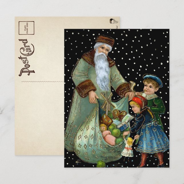 Viktorianische Nacht Weihnachtskarte Postkarte (Vorne/Hinten)