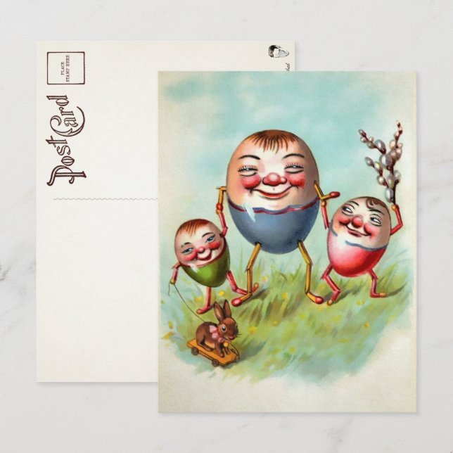 Viktorianische Ostereier-Familie Postkarte (Vorne/Hinten)
