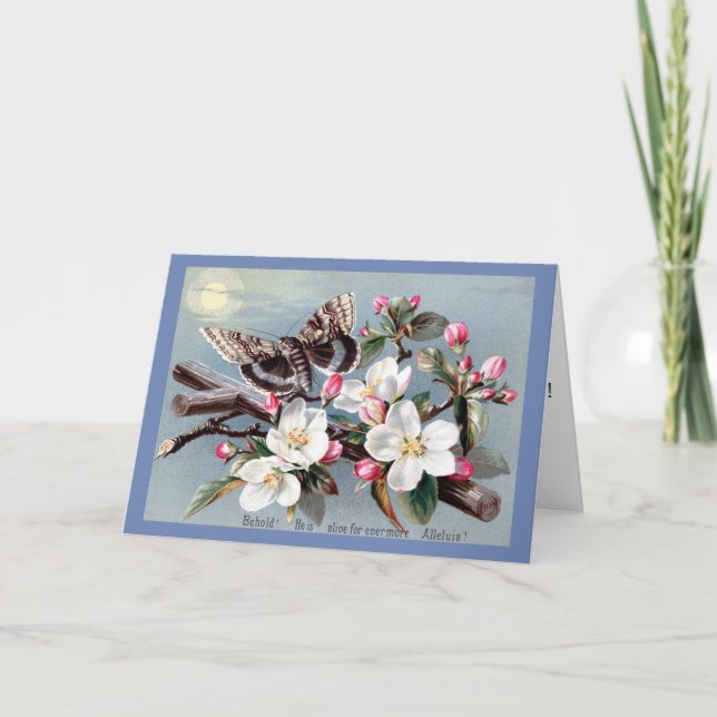Viktorianische Osterkarte - Blumenkreuz Karte (Vorderseite)