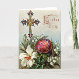 Viktorianische Osterkarte - Osterkreuz & Eierspeis Karte