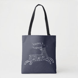 Viktorianische Penwork Kalligraphischer Stag Hirsc Tasche