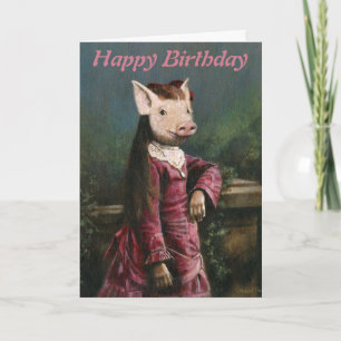 Viktorianische Piglet Girl Geburtstagkarte Karte