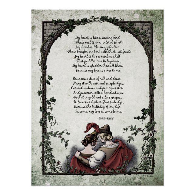 Viktorianische Poesie Art Rossetti "Liebe" Glosse Poster (Vorderseite)