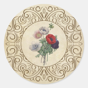 Viktorianische Poppies florales Scrapbook Verschön Runder Aufkleber