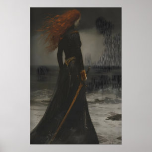Viktorianische Prinzessin mit Schwert Seestück Kun Poster