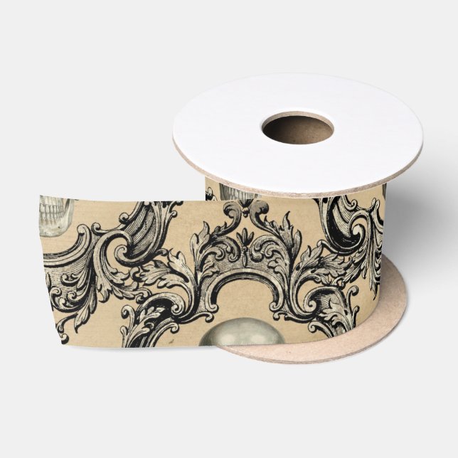 Viktorianische Rahmenskullen Gothic Skelett Satinband (Spule)
