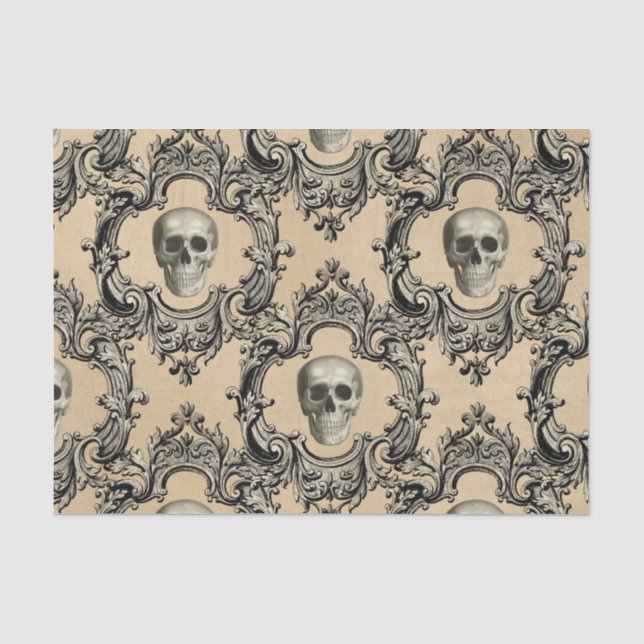 Viktorianische Rahmenskullen Gothic Skelett Seidenpapier (Vorderseite)