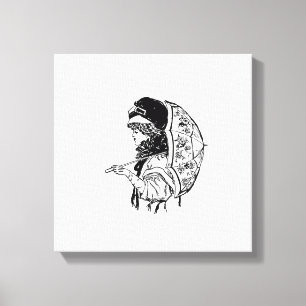 Viktorianische Regency-Frau mit Parasol-Portrait Leinwanddruck
