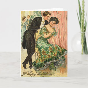 Viktorianische Romantik - Paar - Neujahrskarte Feiertagskarte