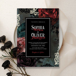 Viktorianische romantische gotische Schwarze Hochz Einladung