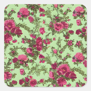 Viktorianische rosa Rosen Quadratischer Aufkleber