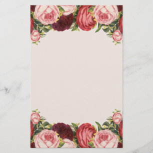 Viktorianische rosarote Burgunder-Kohl-Rosen Briefpapier