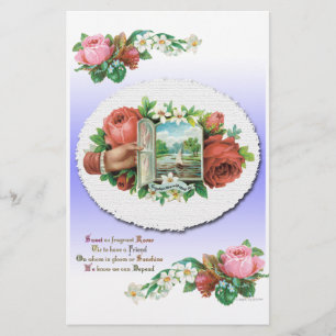 Viktorianische Rose Blumenschrift Briefpapier