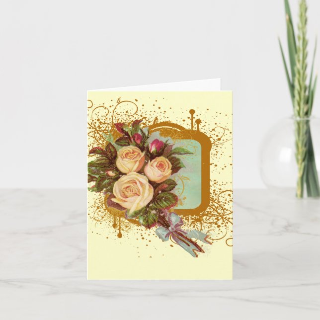 Viktorianische Rose Bouquet-Mitteilungskarten Karte (Vorderseite)