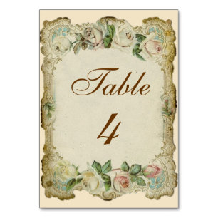 Viktorianische Rose Cream Wedding Table Card Tischnummer