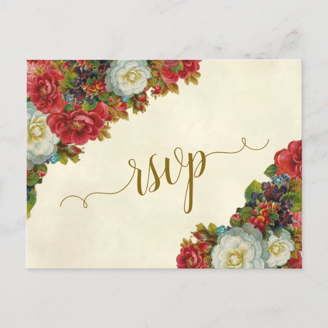 Viktorianische Rose Elegante Herbsthochzeit RSVP Postkarte (Vorderseite)