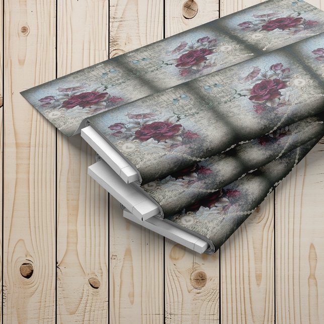 Viktorianische Rose Ephemera Spiegelmuster Stoff (Von Creator hochgeladen)