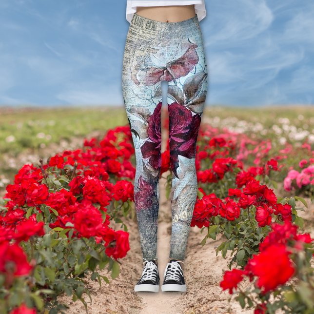 Viktorianische Rose Ephemera Vintag Chic Leggings (Von Creator hochgeladen)