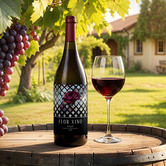 Viktorianische Rose Ephemera Weinetikett (Von Creator hochgeladen)