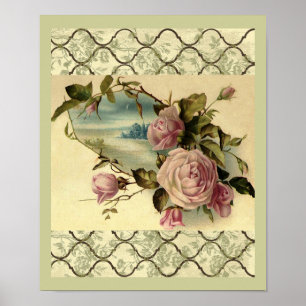 Viktorianische Rose Garden Gate by Sea Poster