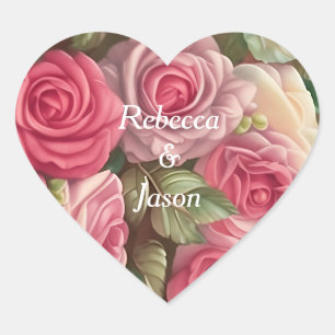 Viktorianische Rose Garden - Wedding Bouquet Herz-Aufkleber