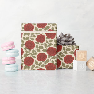 Viktorianische Rose Garten Hübsch Rote Blume Geschenkpapier